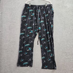 San Jose Sharks Men Sleepwear Large Black Pajama Pants Logo All Over Print